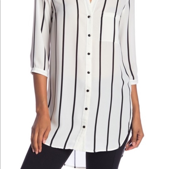 DR2 Tops - NWT DR2 Sheer Striped 3/4 Sleeve Tunic